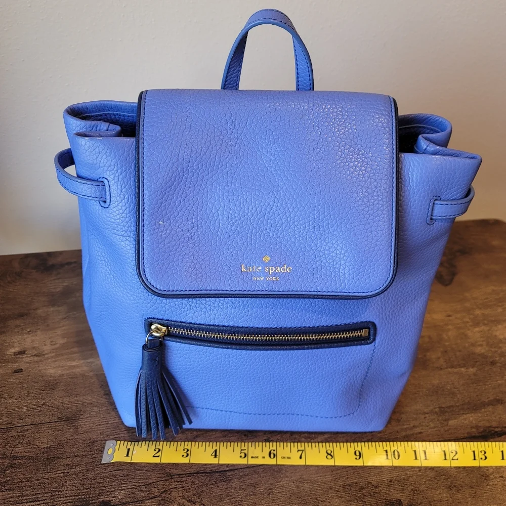 Kate Spade Kacy Chester Street Periwinkle Blue Leather Backpack Purse - Picture 8 of 13